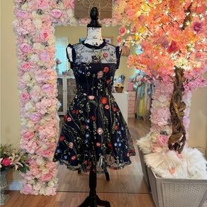 Flower embroidered dress